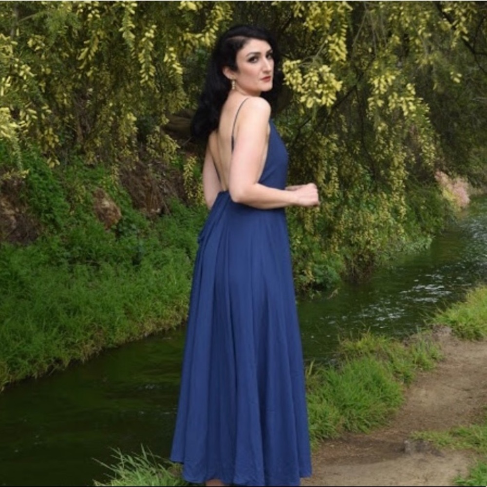 Storia Royal Blue Backless Wrap Dress | Size M - Picture 5 of 7
